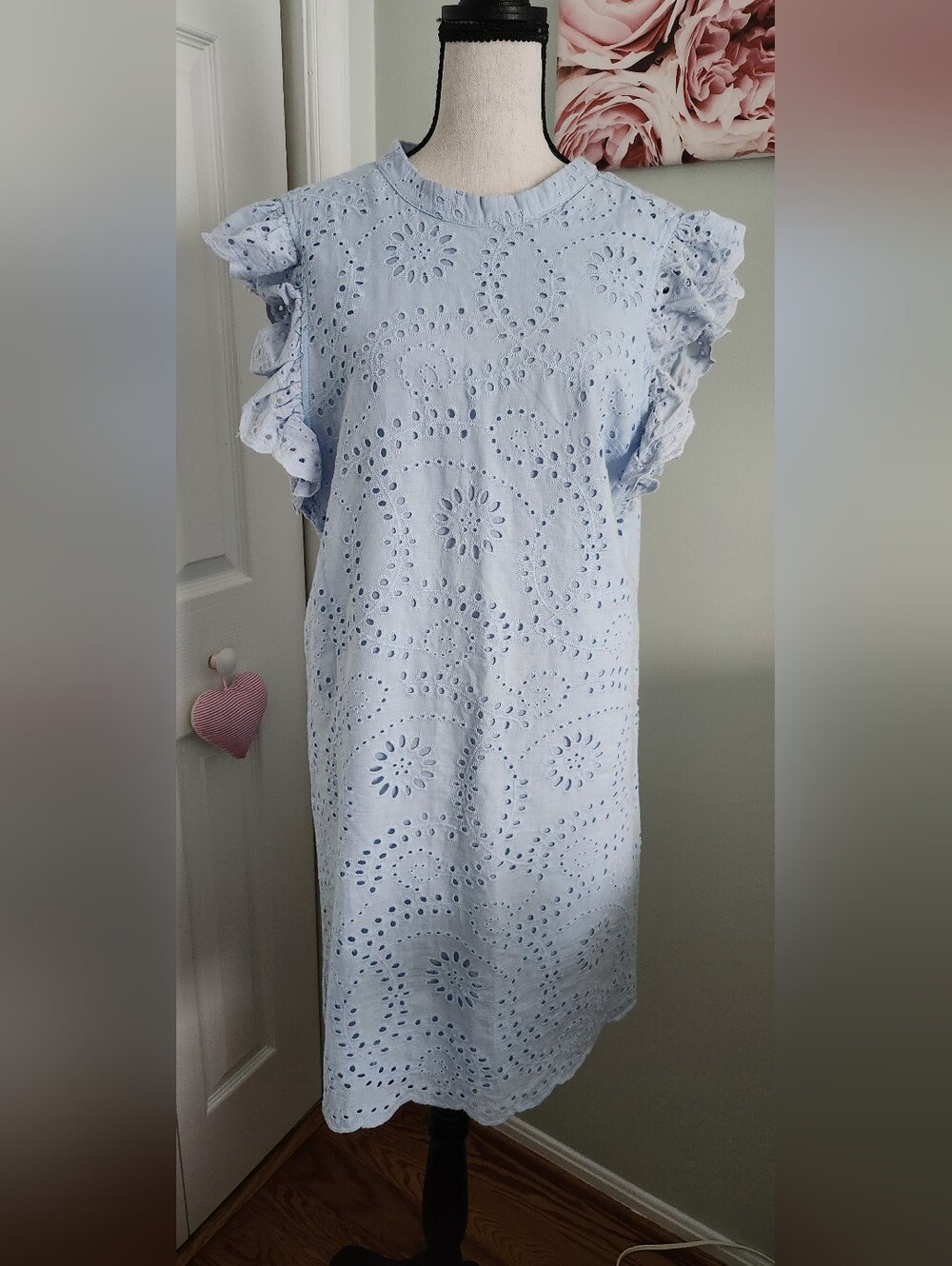 TCEC Light Blue Eyelet Midi Dress